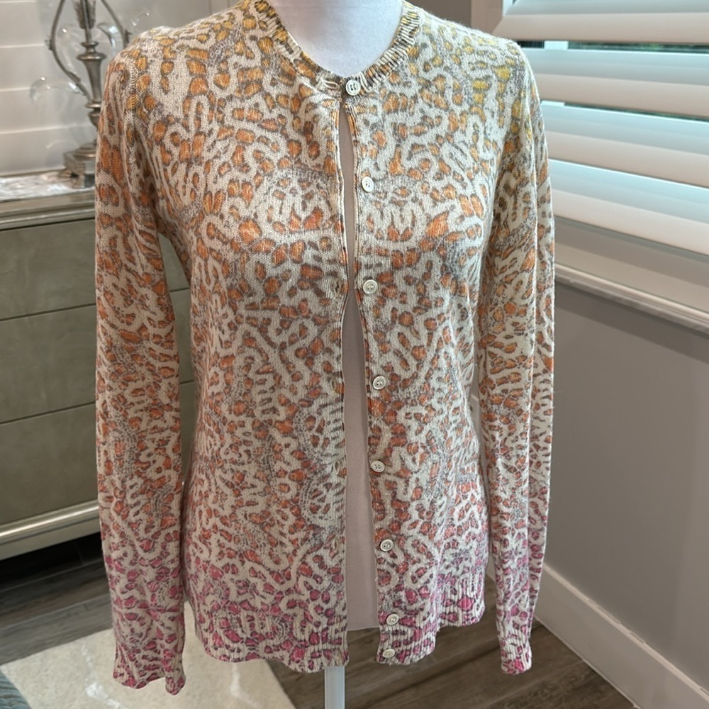 Jennifer Tyler Knit Couture, Cashmere Long Sleeve Cardigan Sweater, Size M